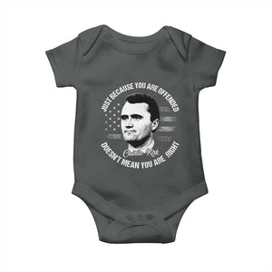 Charlie Kirk Baby Onesie Free Speech Retro USA Flag TS10 Dark Heather Print Your Wear