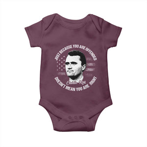 Charlie Kirk Baby Onesie Free Speech Retro USA Flag TS10 Maroon Print Your Wear