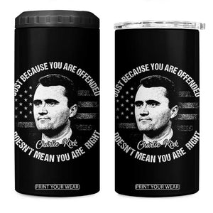 Charlie Kirk 4 in 1 Can Cooler Tumbler Free Speech Retro USA Flag TS10 One Size: 16 oz Black Print Your Wear