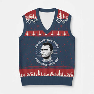 Charlie Kirk V-Neck Knit Sweater Vest Free Speech Retro USA Flag TS10 Navy Red Print Your Wear