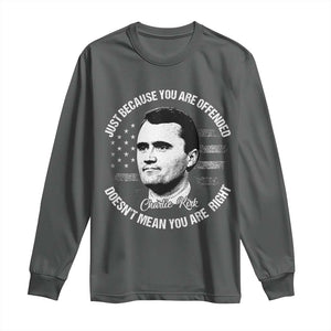 Charlie Kirk Long Sleeve Shirt Free Speech Retro USA Flag TS10 Dark Heather Print Your Wear
