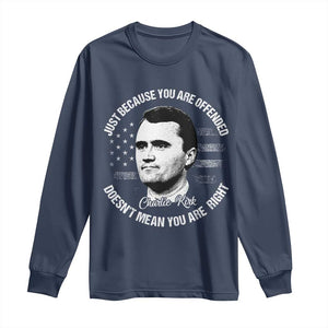 Charlie Kirk Long Sleeve Shirt Free Speech Retro USA Flag TS10 Navy Print Your Wear