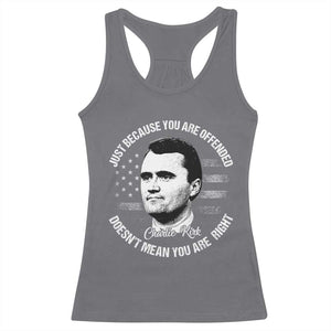 Charlie Kirk Racerback Tank Top Free Speech Retro USA Flag TS10 Charcoal Print Your Wear