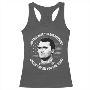 Charlie Kirk Racerback Tank Top Free Speech Retro USA Flag TS10 Dark Heather Print Your Wear