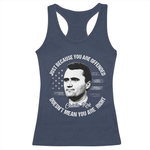 Charlie Kirk Racerback Tank Top Free Speech Retro USA Flag TS10 Navy Print Your Wear