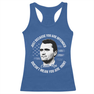 Charlie Kirk Racerback Tank Top Free Speech Retro USA Flag TS10 Royal Blue Print Your Wear