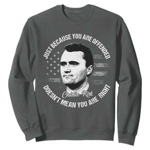 Charlie Kirk Sweatshirt Free Speech Retro USA Flag TS10 Dark Heather Print Your Wear