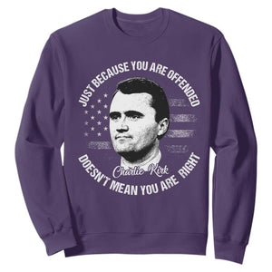 Charlie Kirk Sweatshirt Free Speech Retro USA Flag TS10 Purple Print Your Wear