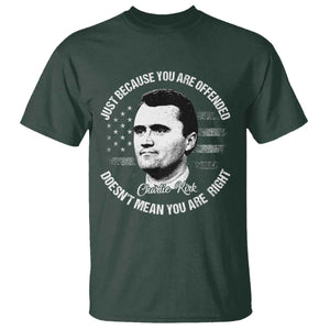 Charlie Kirk T Shirt Free Speech Retro USA Flag TS10 Dark Forest Green Print Your Wear