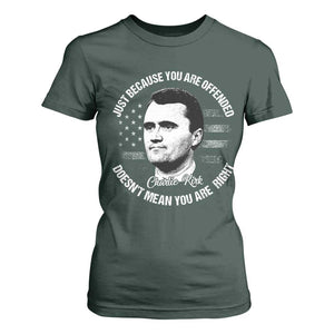 Charlie Kirk T Shirt For Women Free Speech Retro USA Flag TS10 Dark Forest Green Print Your Wear