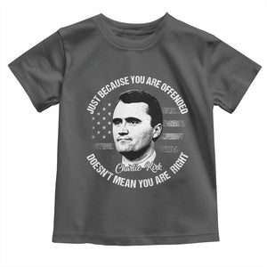 Charlie Kirk Toddler T Shirt Free Speech Retro USA Flag TS10 Dark Heather Print Your Wear