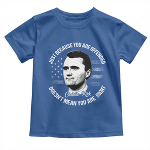 Charlie Kirk Toddler T Shirt Free Speech Retro USA Flag TS10 Royal Blue Print Your Wear