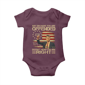 Charlie Kirk Memorial Baby Onesie Freedom Commemorative USA Flag Tribute TS10 Maroon Print Your Wear
