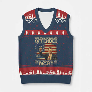 Charlie Kirk Memorial V-Neck Knit Sweater Vest Freedom Commemorative USA Flag Tribute TS10 Navy Red Print Your Wear