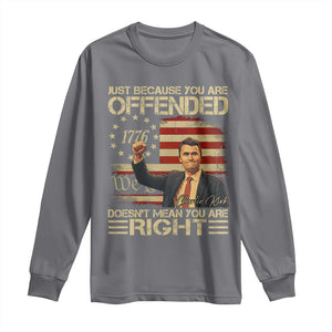 Charlie Kirk Memorial Long Sleeve Shirt Freedom Commemorative USA Flag Tribute TS10 Charcoal Print Your Wear