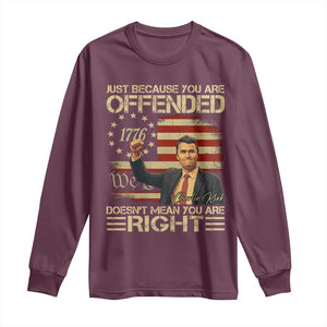 Charlie Kirk Memorial Long Sleeve Shirt Freedom Commemorative USA Flag Tribute TS10 Maroon Print Your Wear