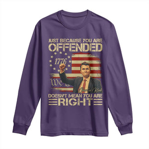 Charlie Kirk Memorial Long Sleeve Shirt Freedom Commemorative USA Flag Tribute TS10 Purple Print Your Wear