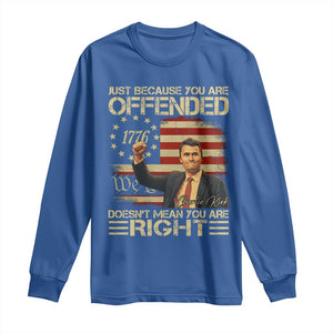 Charlie Kirk Memorial Long Sleeve Shirt Freedom Commemorative USA Flag Tribute TS10 Royal Blue Print Your Wear