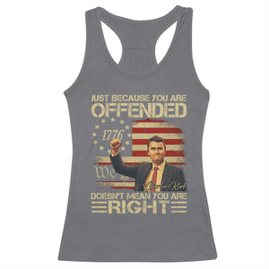 Charlie Kirk Memorial Racerback Tank Top Freedom Commemorative USA Flag Tribute TS10 Charcoal Print Your Wear