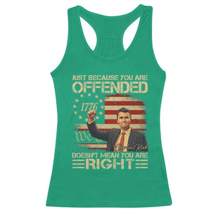 Charlie Kirk Memorial Racerback Tank Top Freedom Commemorative USA Flag Tribute TS10 Irish Green Print Your Wear