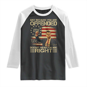 Charlie Kirk Memorial Raglan Shirt Freedom Commemorative USA Flag Tribute TS10 Black White Print Your Wear