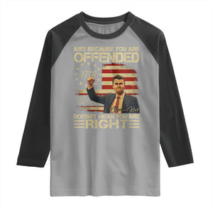 Charlie Kirk Memorial Raglan Shirt Freedom Commemorative USA Flag Tribute TS10 Sport Gray Black Print Your Wear