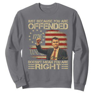 Charlie Kirk Memorial Sweatshirt Freedom Commemorative USA Flag Tribute TS10 Charcoal Print Your Wear