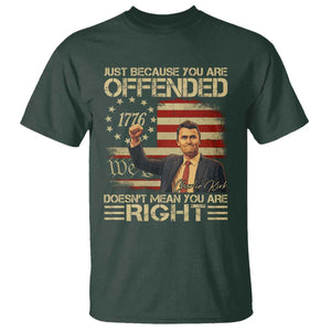 Charlie Kirk Memorial T Shirt Freedom Commemorative USA Flag Tribute TS10 Dark Forest Green Print Your Wear