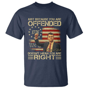 Charlie Kirk Memorial T Shirt Freedom Commemorative USA Flag Tribute TS10 Navy Print Your Wear