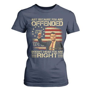 Charlie Kirk Memorial T Shirt For Women Freedom Commemorative USA Flag Tribute TS10 Navy Print Your Wear