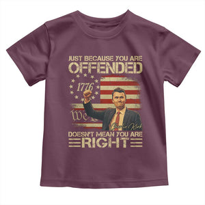 Charlie Kirk Memorial Toddler T Shirt Freedom Commemorative USA Flag Tribute TS10 Maroon Print Your Wear