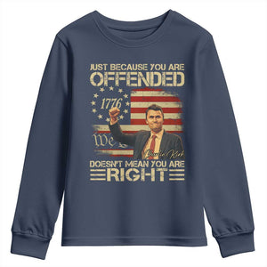 Charlie Kirk Memorial Youth Sweatshirt Freedom Commemorative USA Flag Tribute TS10 Navy Print Your Wear