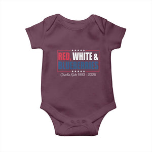 Red White Blueberries Baby Onesie Charlie Kirk Inspired Patriotic Memorial Freedom TS10 Maroon Print Your Wear