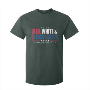 Red White Blueberries T Shirt For Kid Charlie Kirk Inspired Patriotic Memorial Freedom TS10 Dark Forest Green Print Your Wear