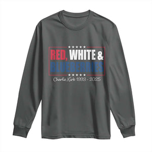 Red White Blueberries Long Sleeve Shirt Charlie Kirk Inspired Patriotic Memorial Freedom TS10 Dark Heather Print Your Wear