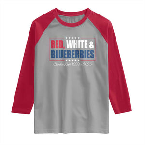 Red White Blueberries Raglan Shirt Charlie Kirk Inspired Patriotic Memorial Freedom TS10 Sport Gray Red Print Your Wear
