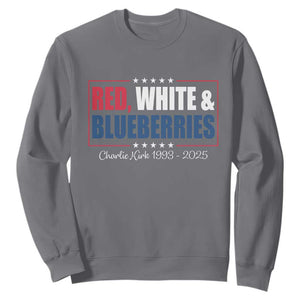 Red White Blueberries Sweatshirt Charlie Kirk Inspired Patriotic Memorial Freedom TS10 Charcoal Print Your Wear