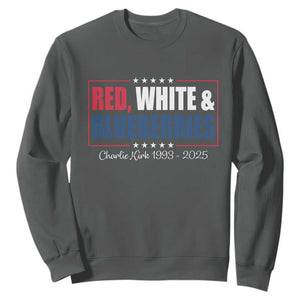 Red White Blueberries Sweatshirt Charlie Kirk Inspired Patriotic Memorial Freedom TS10 Dark Heather Print Your Wear