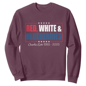 Red White Blueberries Sweatshirt Charlie Kirk Inspired Patriotic Memorial Freedom TS10 Maroon Print Your Wear