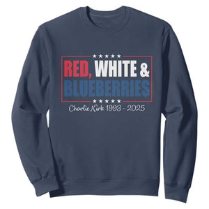 Red White Blueberries Sweatshirt Charlie Kirk Inspired Patriotic Memorial Freedom TS10 Navy Print Your Wear
