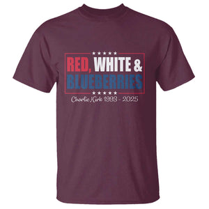 Red White Blueberries T Shirt Charlie Kirk Inspired Patriotic Memorial Freedom TS10 Maroon Print Your Wear