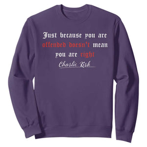 Charlie Kirk Sweatshirt True Patriot Tribute Freedom Conservative Supporter TS10 Purple Print Your Wear