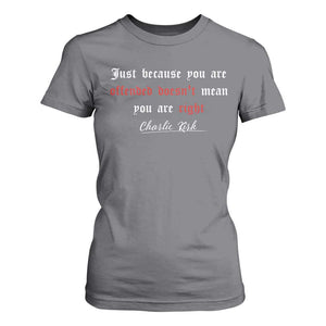 Charlie Kirk T Shirt For Women True Patriot Tribute Freedom Conservative Supporter TS10 Charcoal Print Your Wear