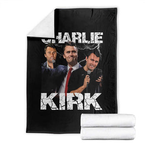 Charlie Kirk Throw Blanket Freedom Speech A True Patriot Tribute Bootleg TS10 Black Print Your Wear