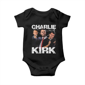 Charlie Kirk Baby Onesie Freedom Speech A True Patriot Tribute Bootleg TS10 Black Print Your Wear