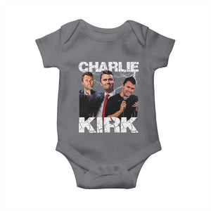 Charlie Kirk Baby Onesie Freedom Speech A True Patriot Tribute Bootleg TS10 Charcoal Print Your Wear