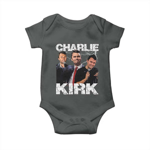 Charlie Kirk Baby Onesie Freedom Speech A True Patriot Tribute Bootleg TS10 Dark Heather Print Your Wear