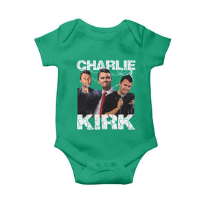 Charlie Kirk Baby Onesie Freedom Speech A True Patriot Tribute Bootleg TS10 Irish Green Print Your Wear