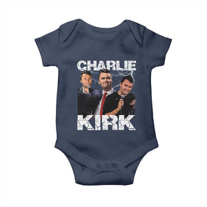 Charlie Kirk Baby Onesie Freedom Speech A True Patriot Tribute Bootleg TS10 Navy Print Your Wear
