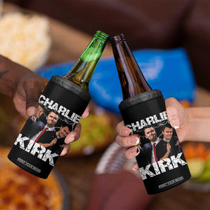 Charlie Kirk 4 in 1 Can Cooler Tumbler Freedom Speech A True Patriot Tribute Bootleg TS10 Print Your Wear